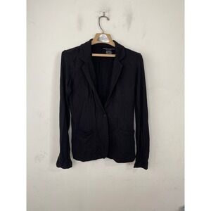Majestic Filatures Black Soft Touch Viscose Blend Single Button Blazer Size 2